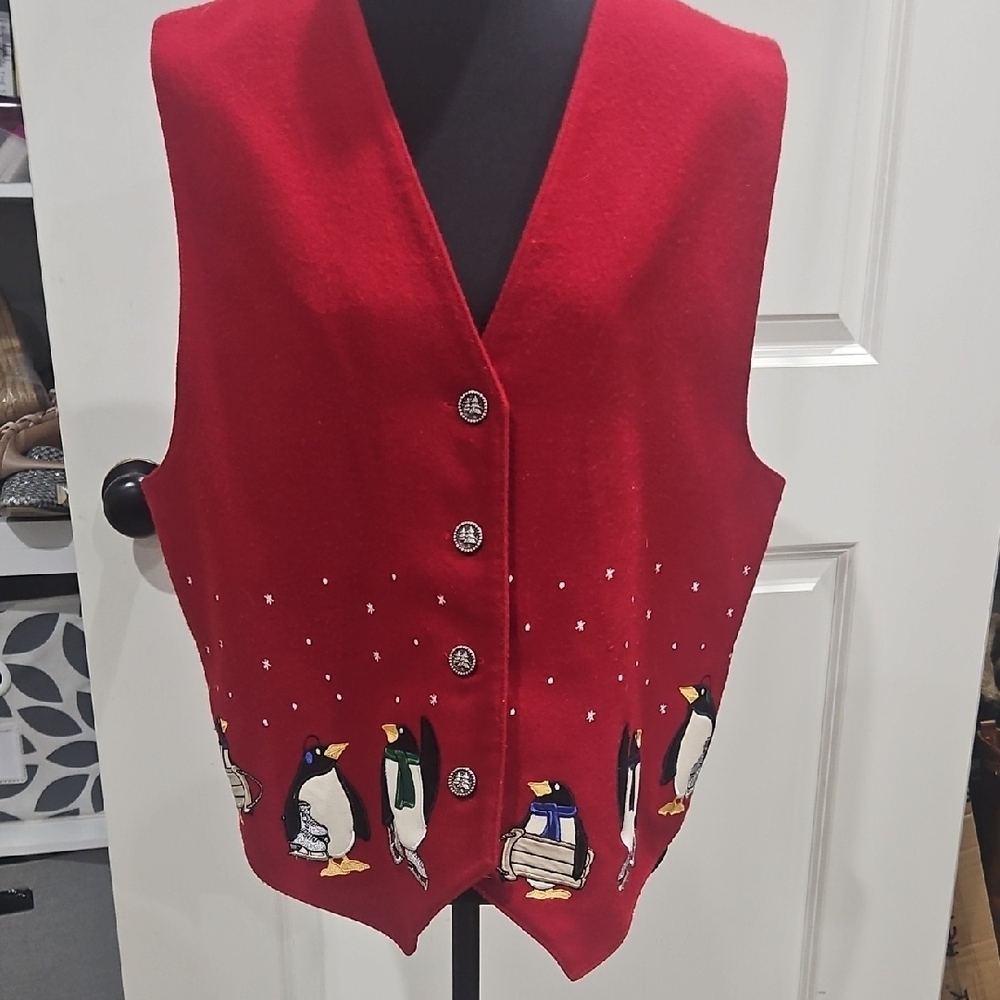 Karen Scott Red Plaid Vest